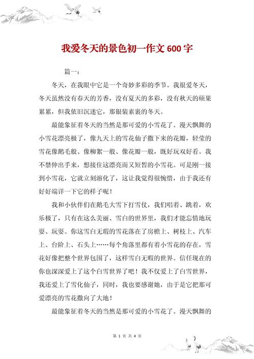 初中600字作文我和冬天有个约定 我爱冬季作文600字初二