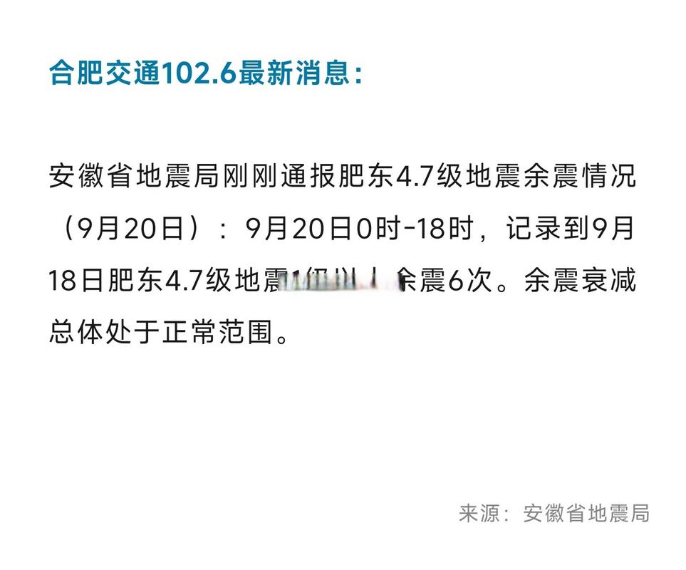 合肥会地震么 合肥4.7级地震余震58次